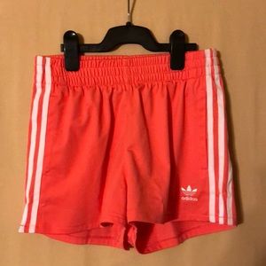 womens red adidas shorts